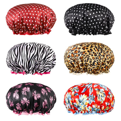 💦✨ 6PCS Waterproof Shower Caps! 🌟 Double Layer Satin Hair Caps with Adjustable Elastic Bands for Women & Girls! Perfect for keeping your hair dry and stylish! 🛁💖 #HairCare #ShowerEssentials